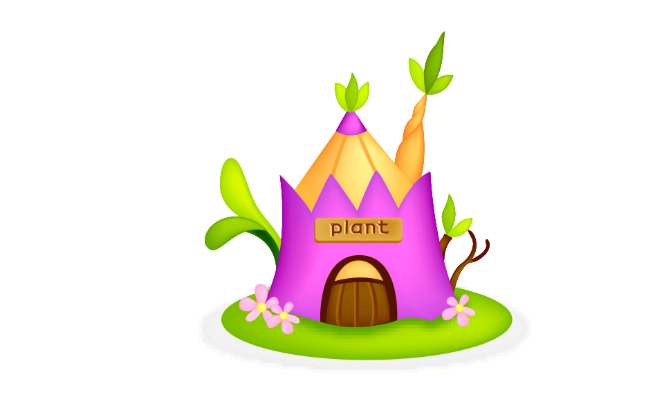 Pink color house among trees with plant