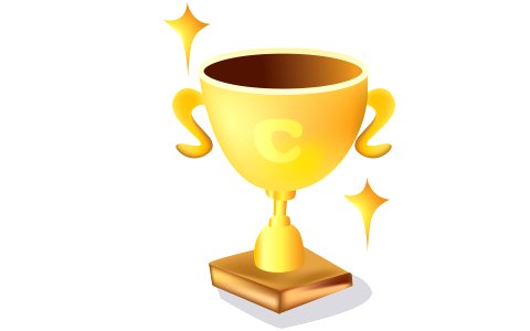 Vector illustration of Front view of a golden trophy