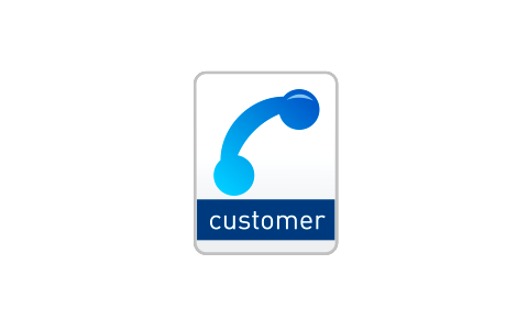 Customer service glossy blue reflected square button
