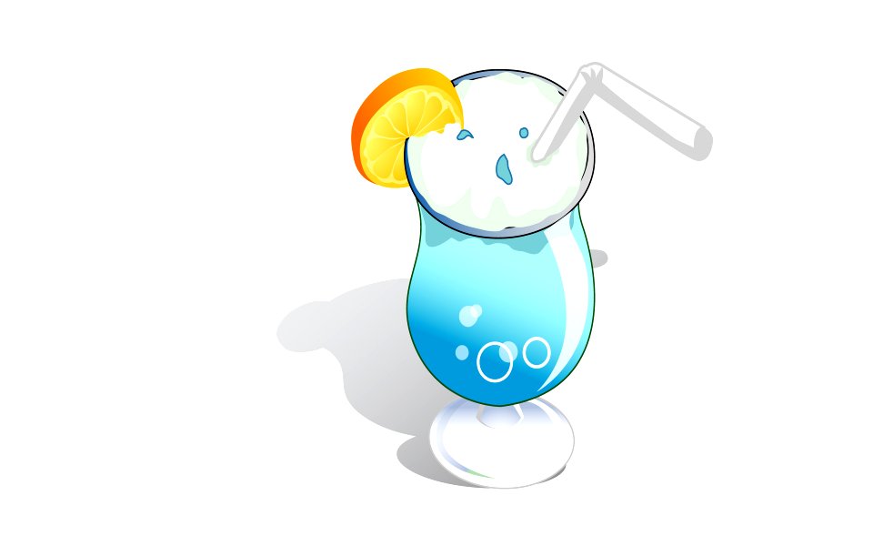 Illustration with hand drawn Blue Hawaiian cocktail