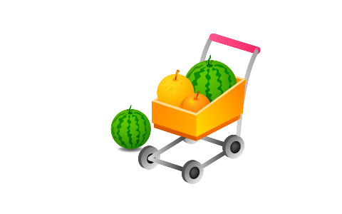 Cart with fruits icon