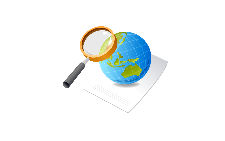 Earth with magnifying glass