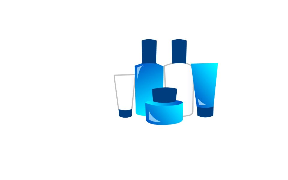 Bottles of cosmetic products