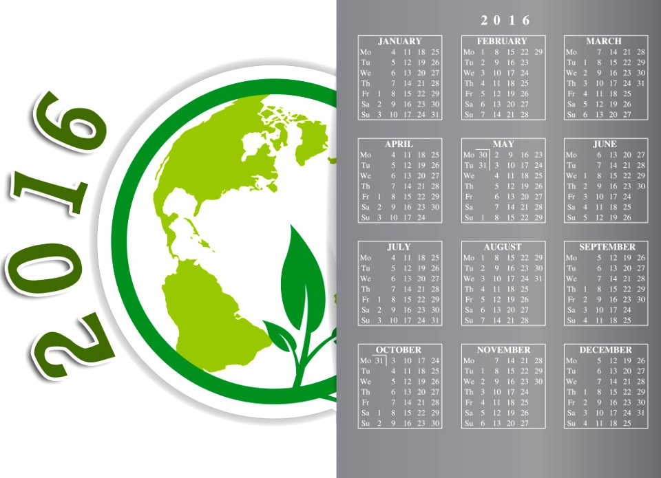 Calendar 2016 / 2016 calendar design eco