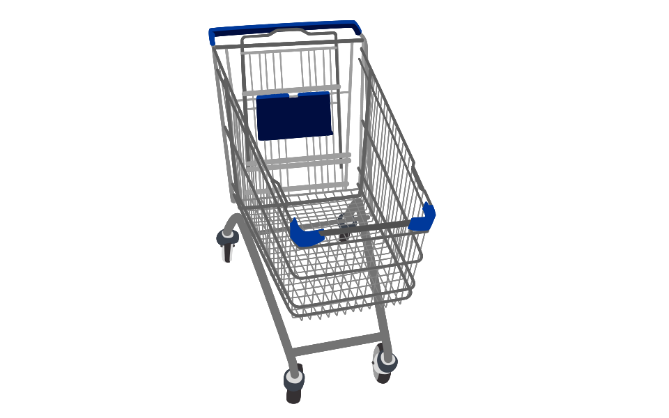 A shiny shopping cart trolley