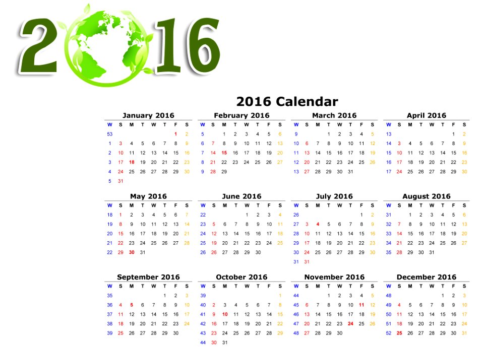 Calendar 2016 / 2016 calendar design eco green