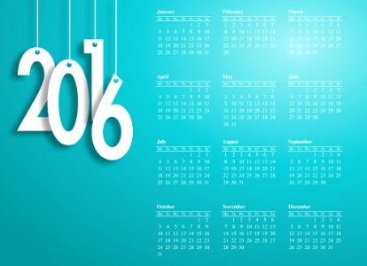 Happy new year 2016 design.-blue background white letter calenda