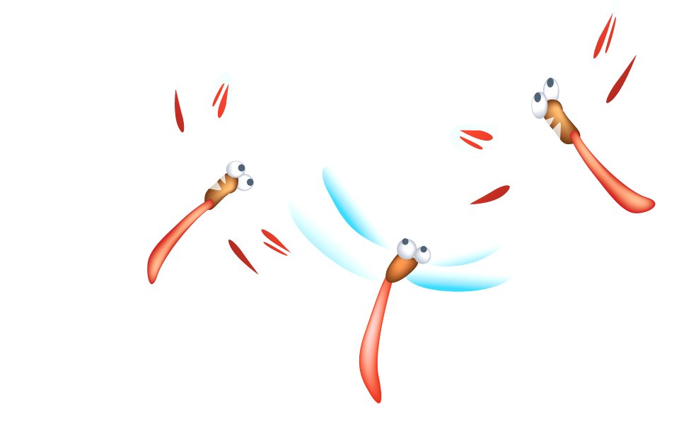 Vector illustration of three dragonflies.