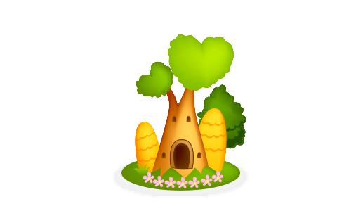 illustration landscape tree house icon