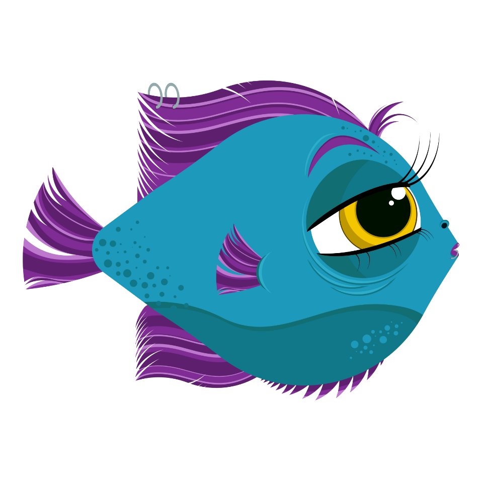Purple, Fish, Organism, Illustration
