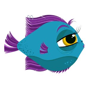 Purple, Fish, Organism, Illustration