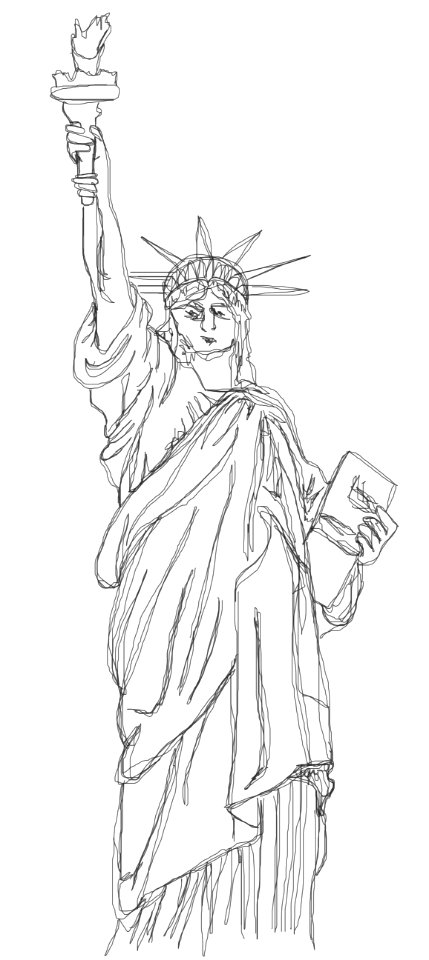 Line Art Black And White Standing Drawing