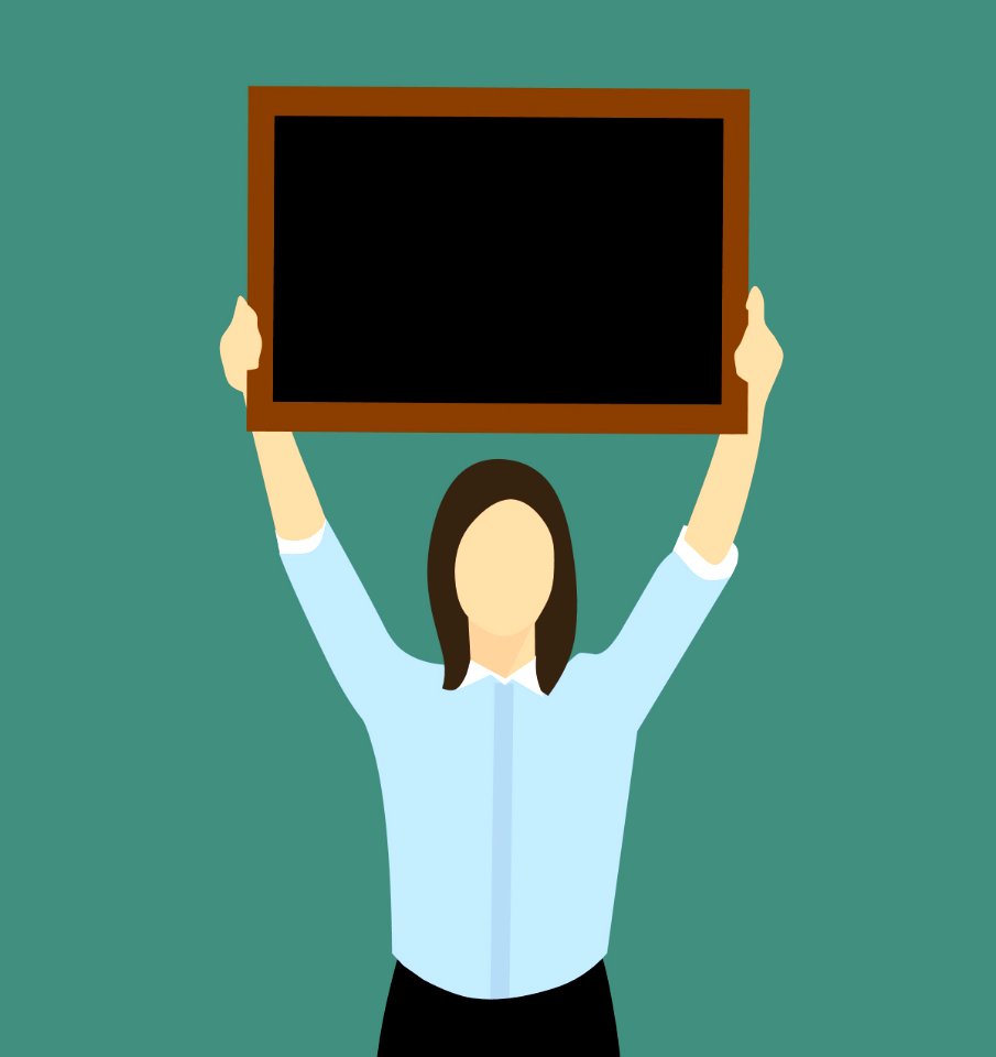 Woman Holding Board - Illustration