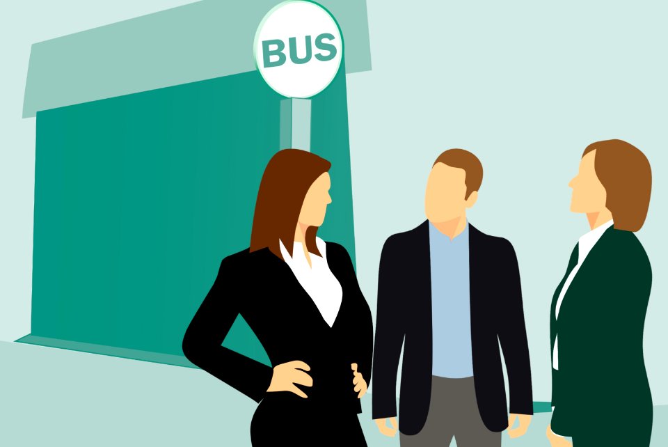 People Waiting at Bus Stop Illustration