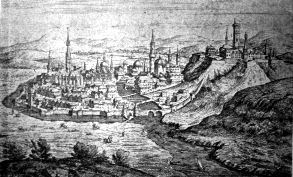 Eger in the 16th century vintage illustration in Hungary