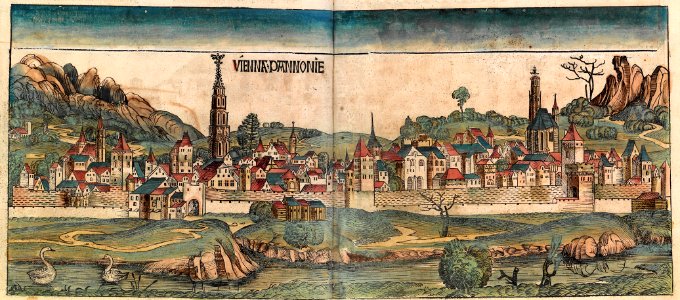 Depiction of Vienna in the Nuremberg Chronicle in 1493, Austria