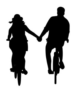 Silhouette of Couple Cycling