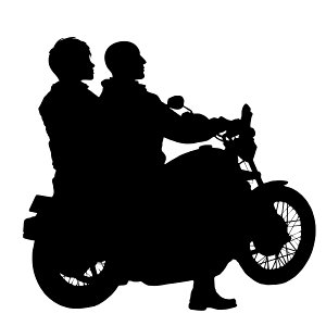 Couple Riding Motorcycle Silhouette
