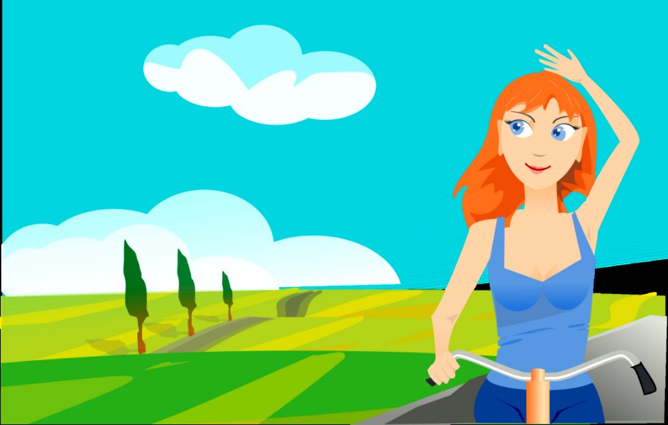 Blue Green Cartoon Sky