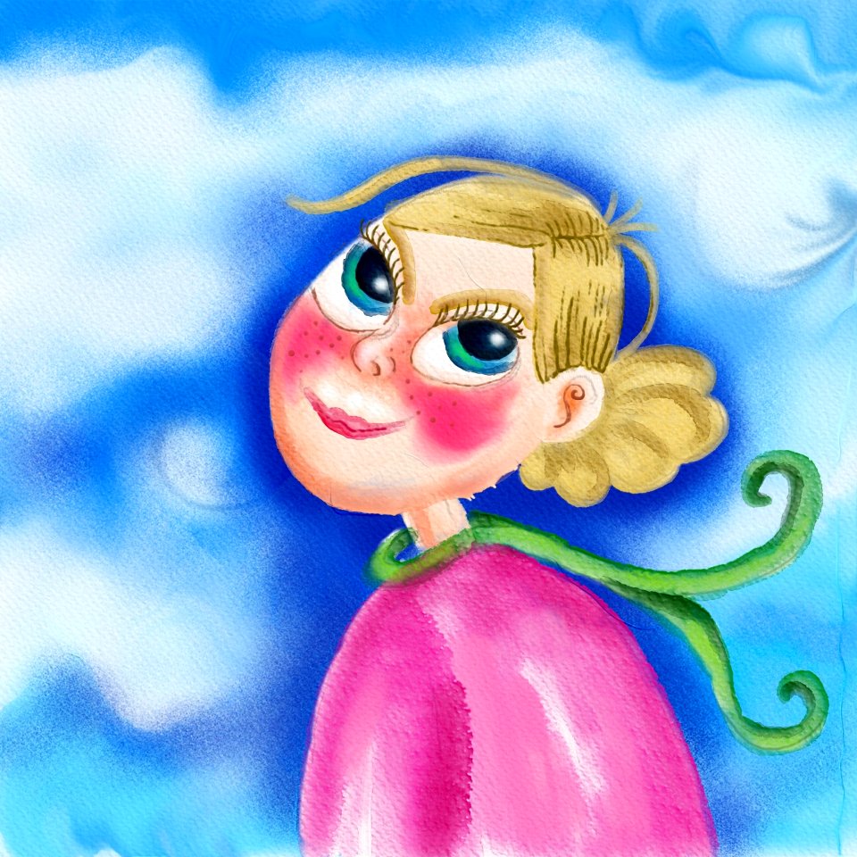 Pink Watercolor Paint Fictional Character Flower