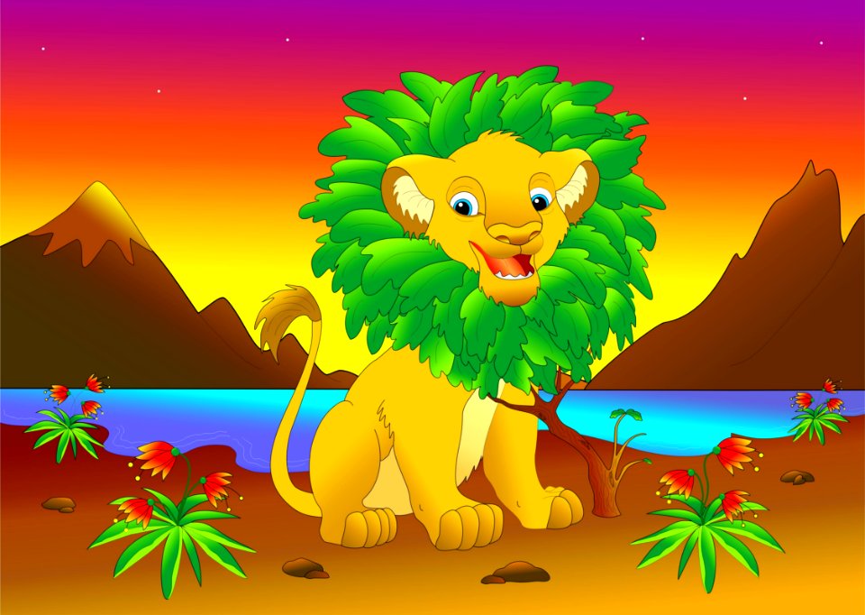 Green Mammal Cartoon Yellow