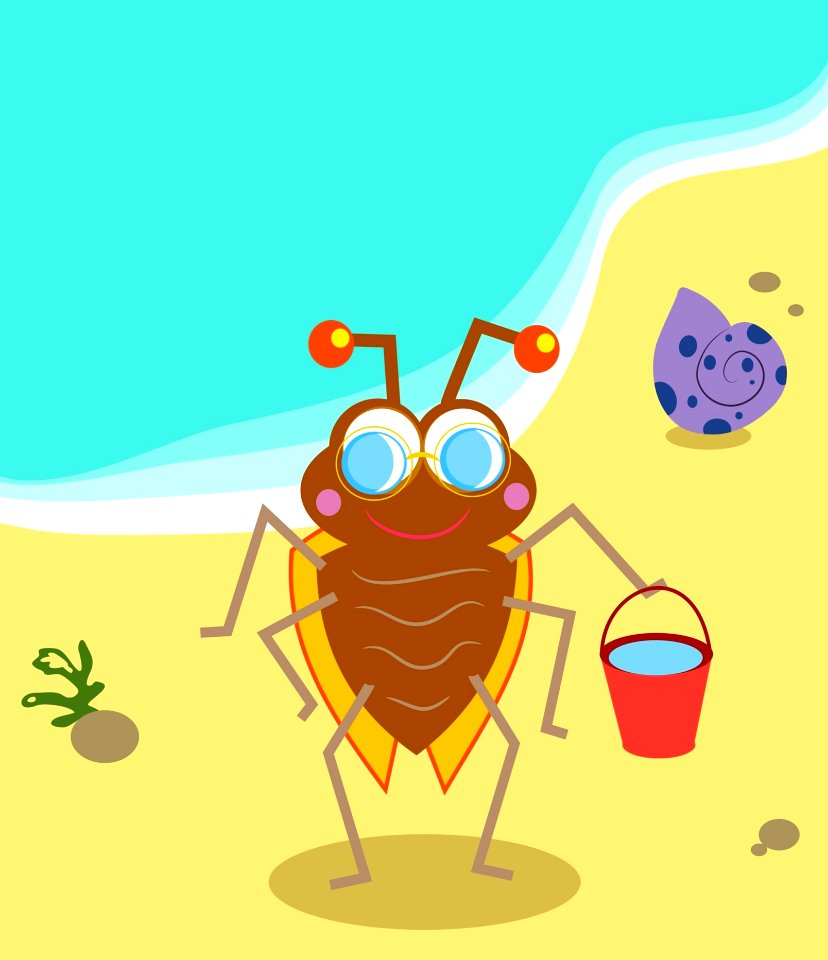 Yellow Cartoon Insect Art