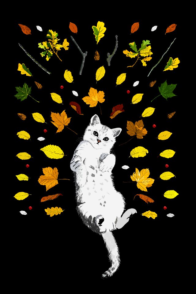Cat & Leaves