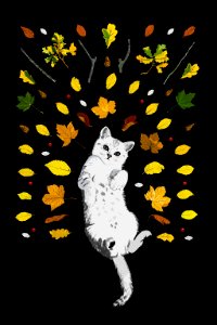 Cat & Leaves