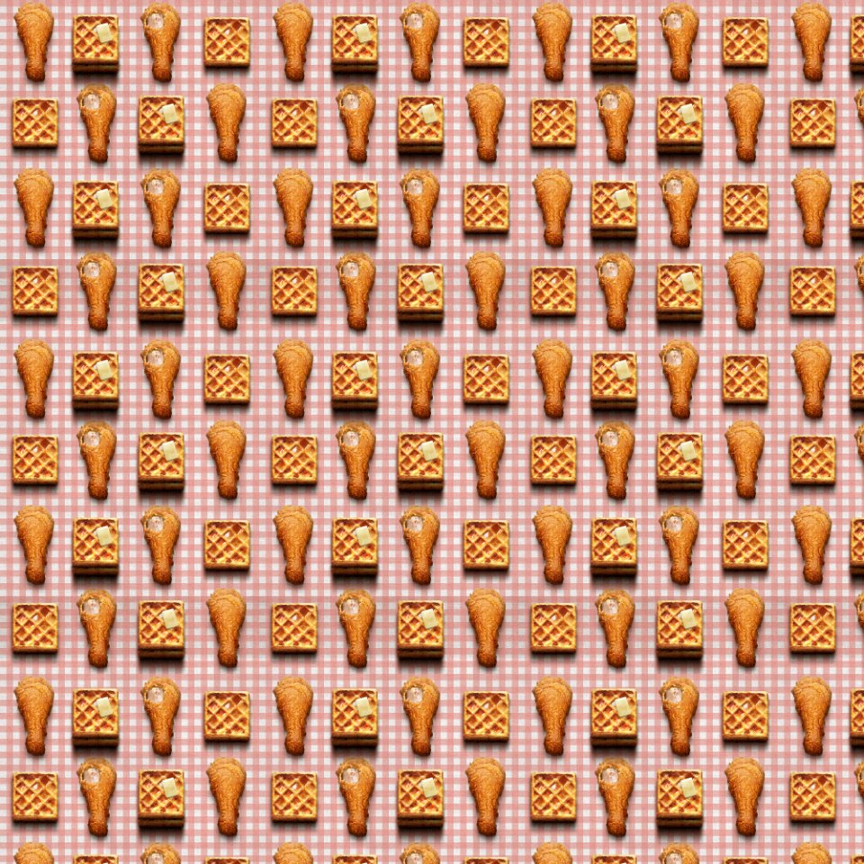 Chicken leg and waffle pattern