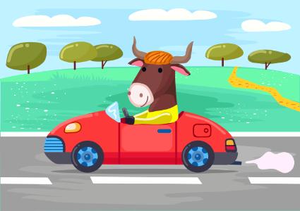 Bull with the car