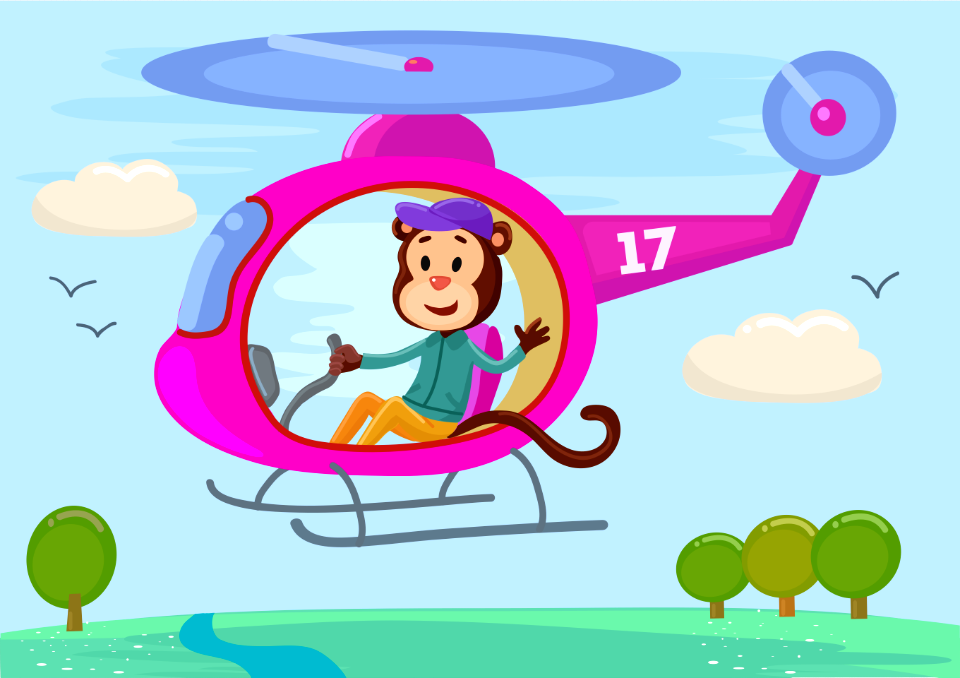 Monkey with helicopter