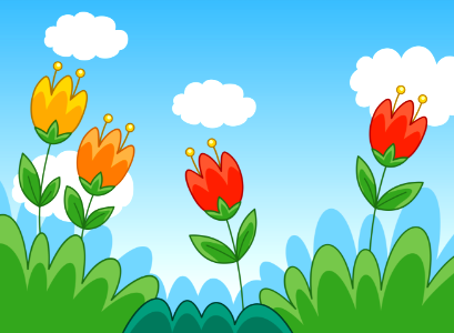 Four coloured flowers