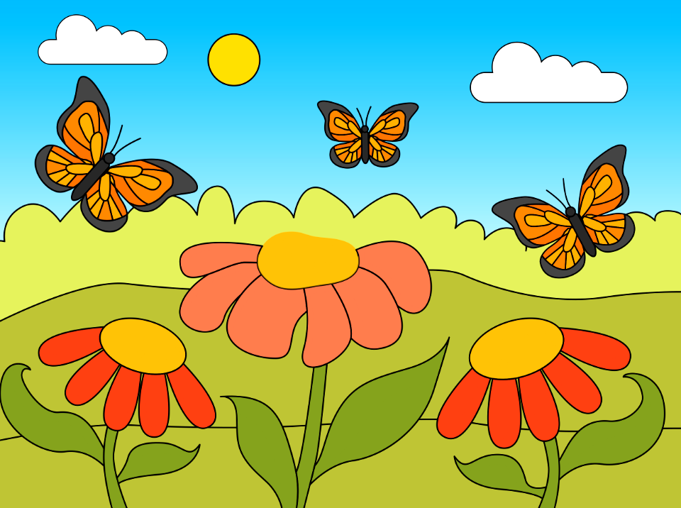 Flowers butterflies