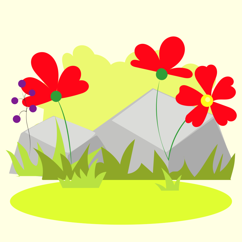 Three red flowers