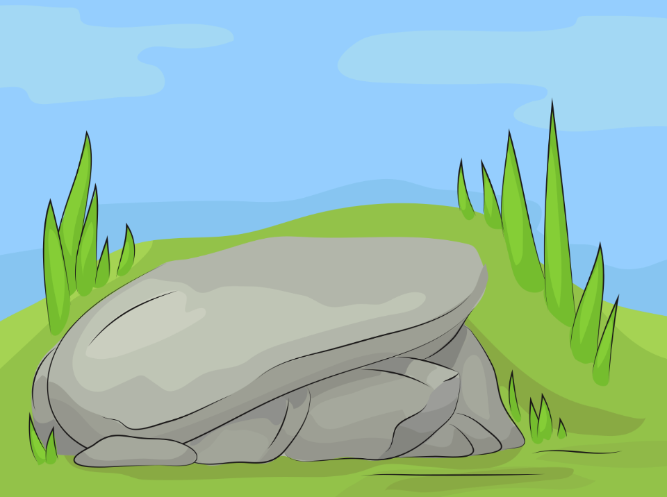 Rock on the grass