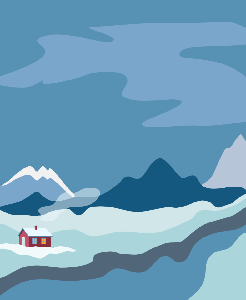 Distant winter house