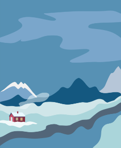 Distant winter house