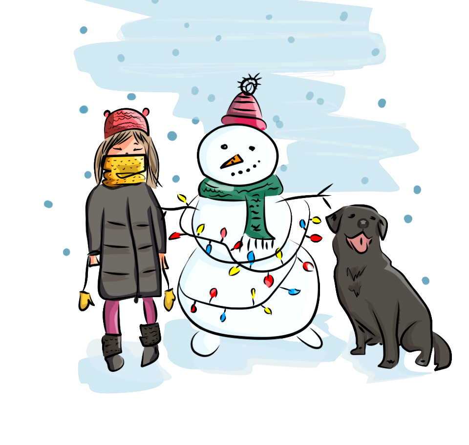 Girl dog snowman