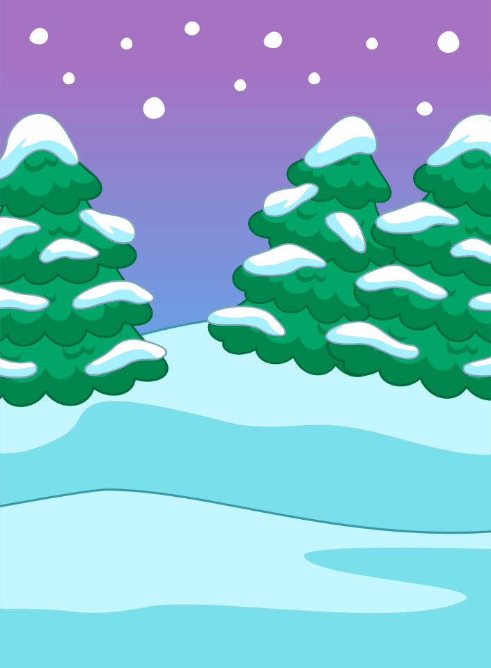 Winter coniferous trees