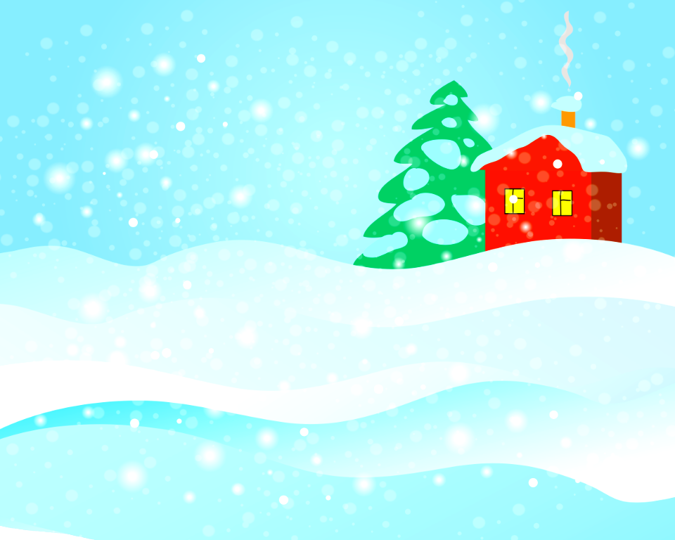 Winter red house