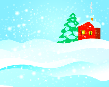 Winter red house