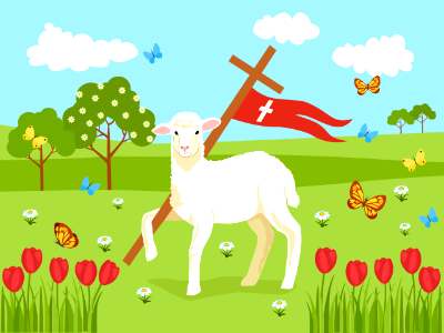 Easter lambs and Jesus's Cross