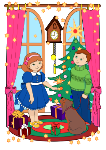 Children are about to celebrate happy new year card