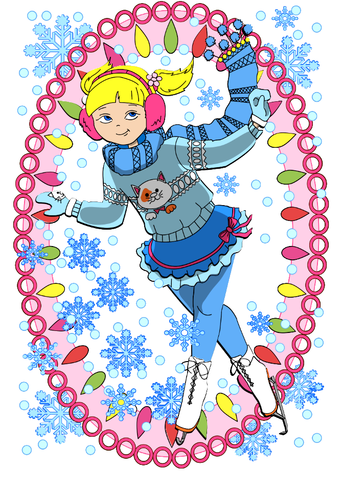 Girl ice skater card