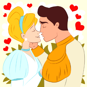 Prince kissing cinderella