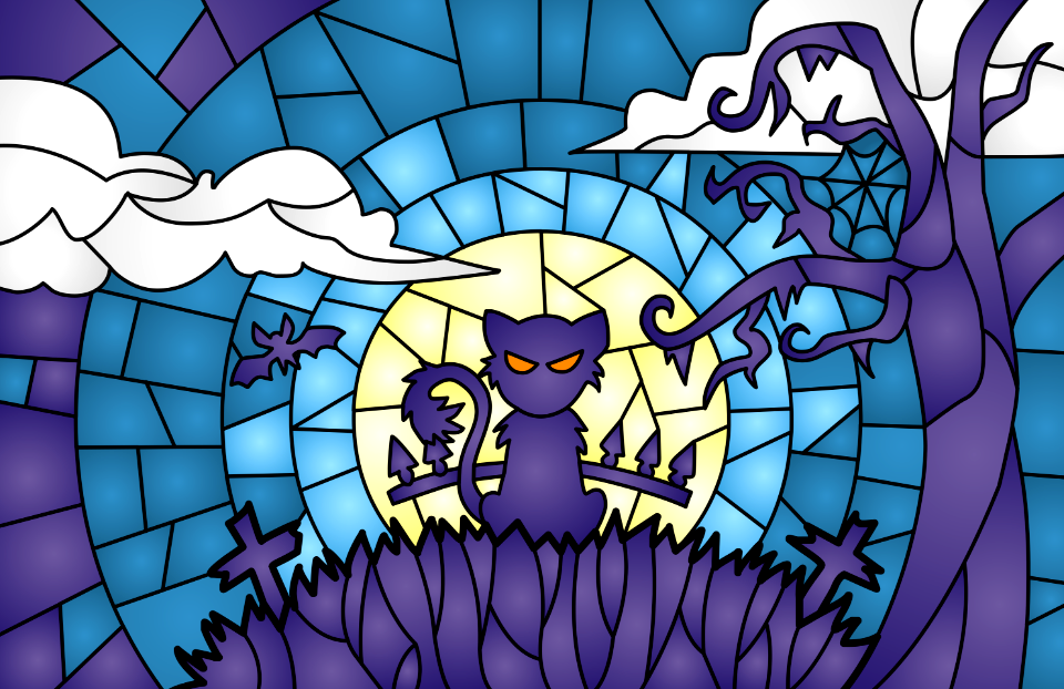 Halloween Scene Stained Glass