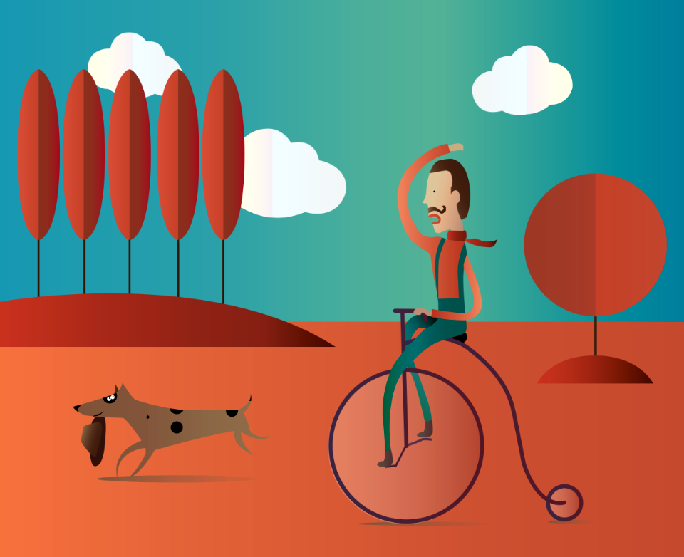 Person riding a penny farthing