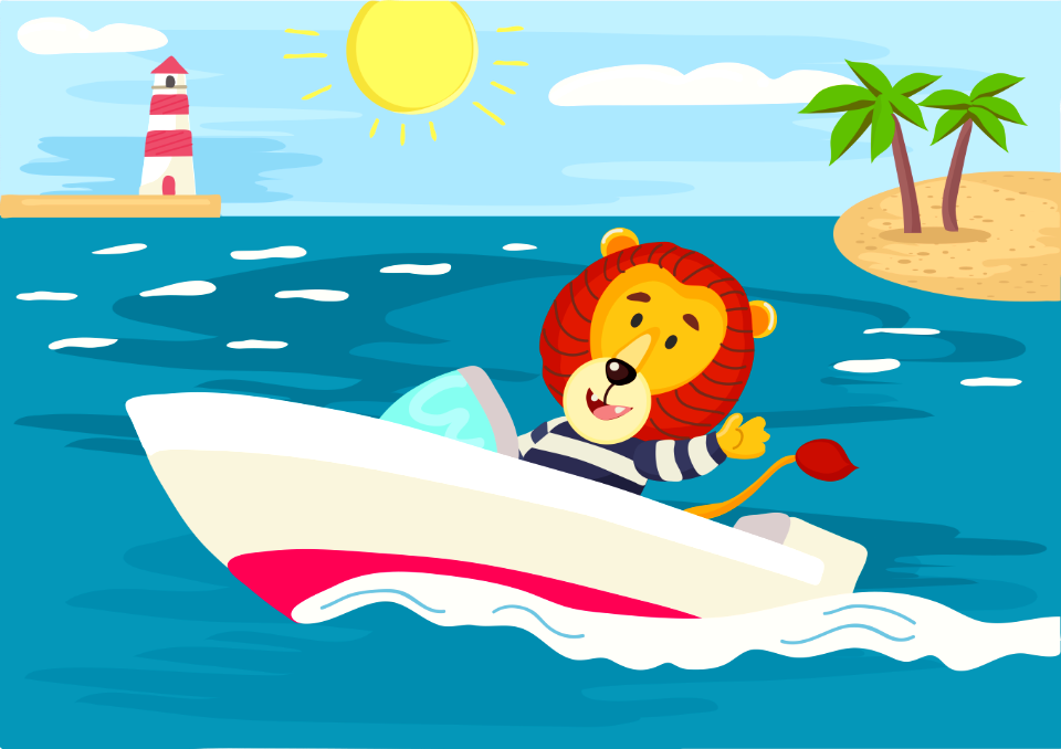 Lion wih the boat