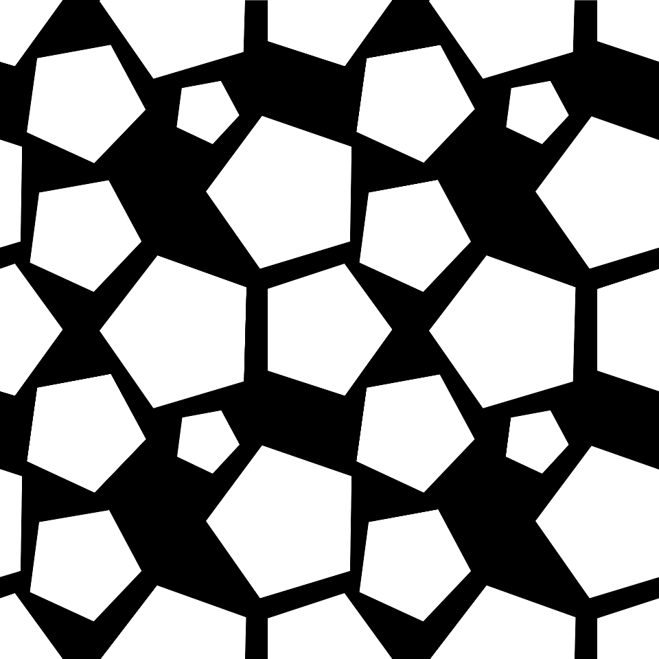 Black white pentagon dots background