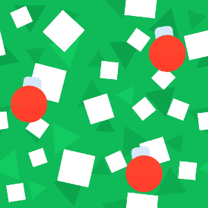 Green triangles white squares xmas balls background